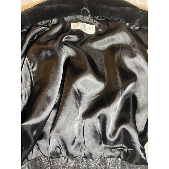 Vtg John Carlisle San Francisco Black Leather Jacket Shearling Collar 80s 90s M. - Picture 8 of 12